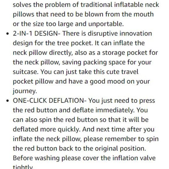 NEW Inflatable Travel Pillow in Pink - Picture 11 of 12